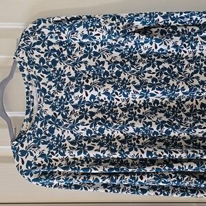 LIZ CLAIBORNE BRAND WOMEN'S TEAL FLORAL LONG SLEEVES TOP SIZE LARGE